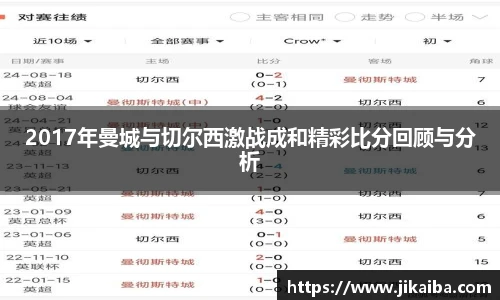2017年曼城与切尔西激战成和精彩比分回顾与分析
